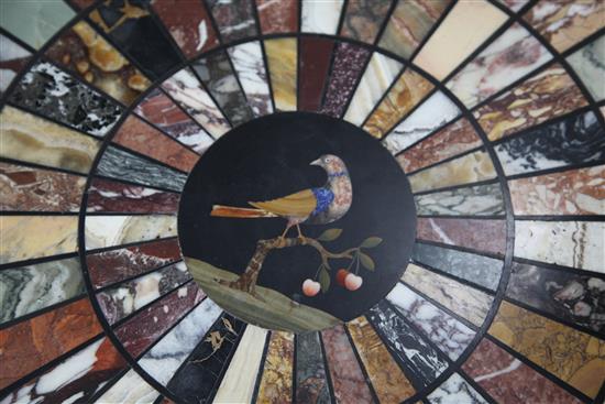 A 19th century Italian specimen marble top centre table, Diam. 2ft 5in. H.2ft 5in